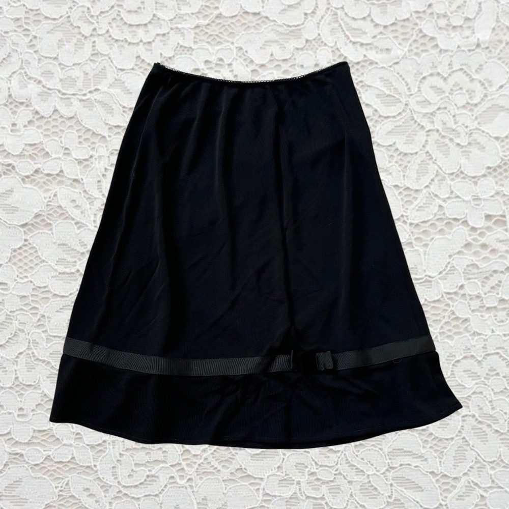 vintage black midi skirt with cute ribbon bow detail